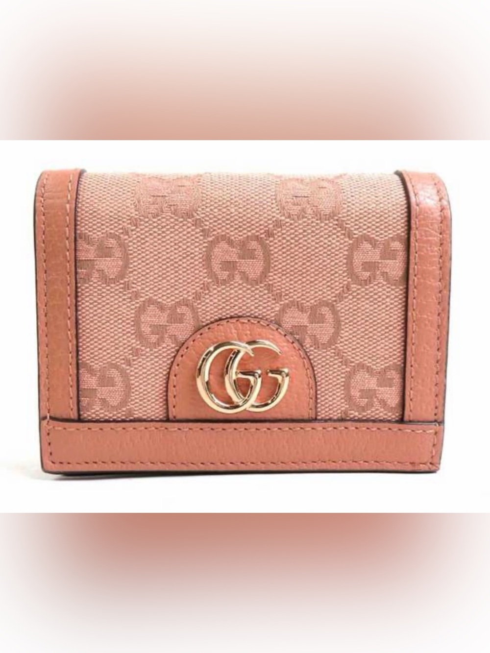 Gucci Rose Pink GG Continental Wallet with Gold Double G